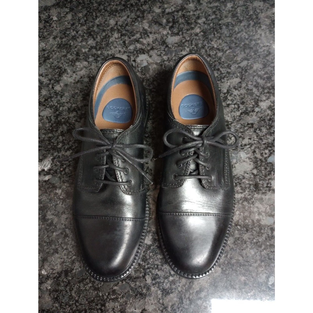 Dockers Mens 9.5M Gordon Genuine Leather Dress Casual Cap Toe Oxford Shoe Black
